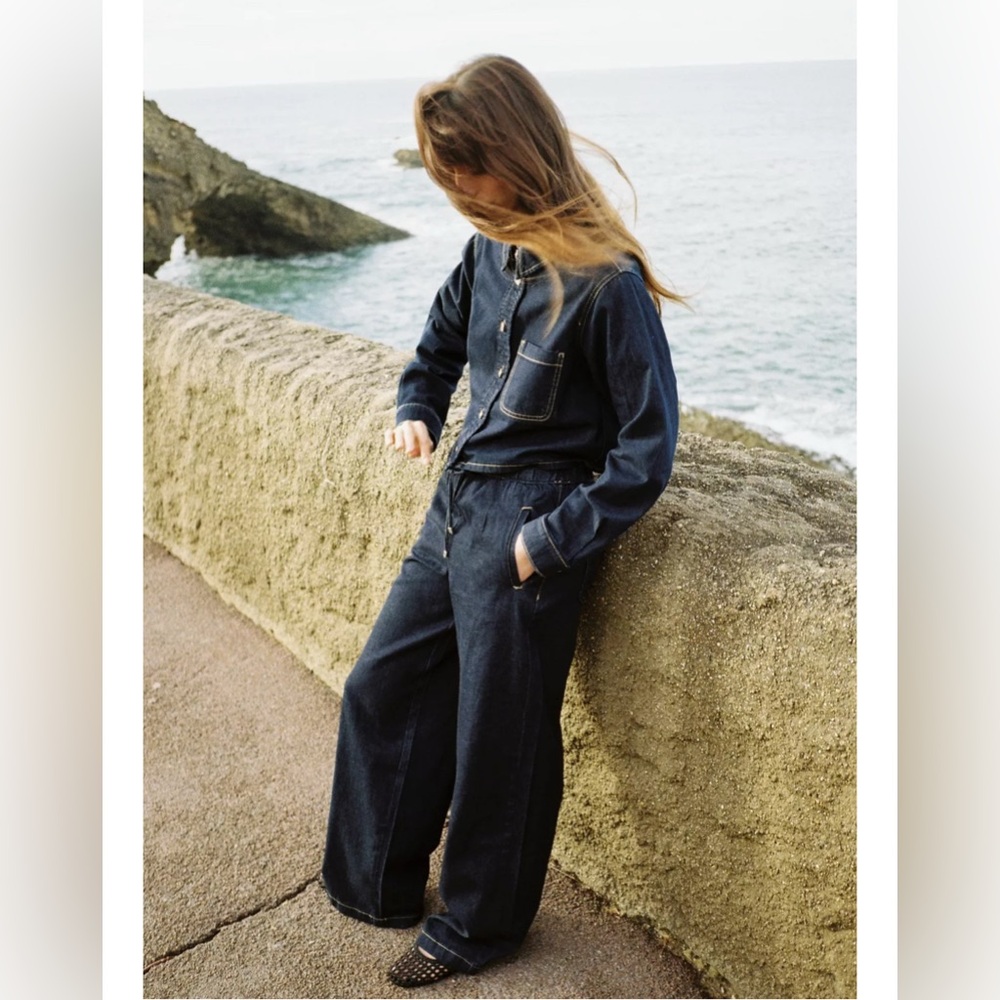 NWT ZARA MID RISE WIDE LEG PANTS